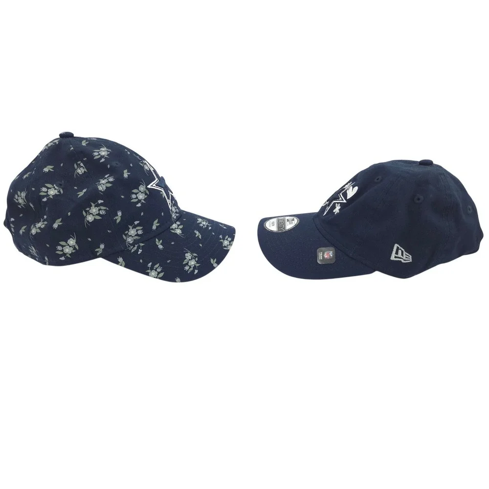 (LOT 2) New Era Dallas Cowboys Hats YOUTH Girl Adjustable Blue Floral Hearts NEW